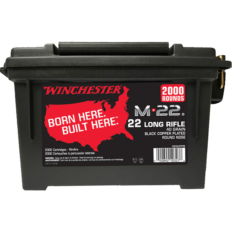 Winchester Rimfire Ammo Can 22 LR. Black Plated Lead RN 2000 rd.