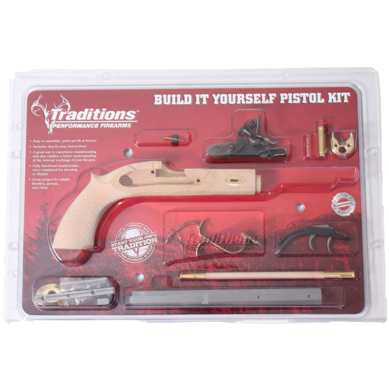 Traditions Crockett Flintlock Pistol Kit .50 Cal 9.75 in. White/Raw Hardwood