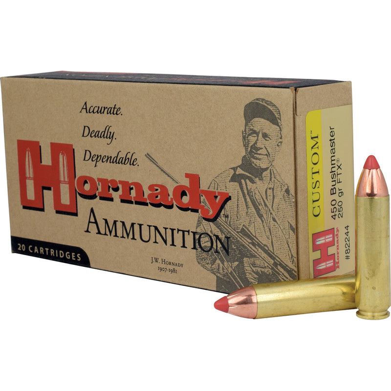 Hornady Custom Rifle Ammo 450 Bushmaster 250 gr. FTX 20 rd.