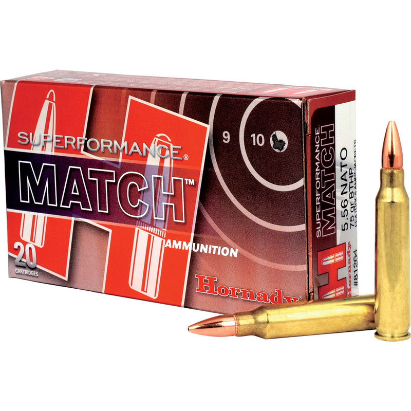 Hornady Superformance Match Rifle Ammo 5.56 NATO 75 gr. BTHP Match 20 rd.