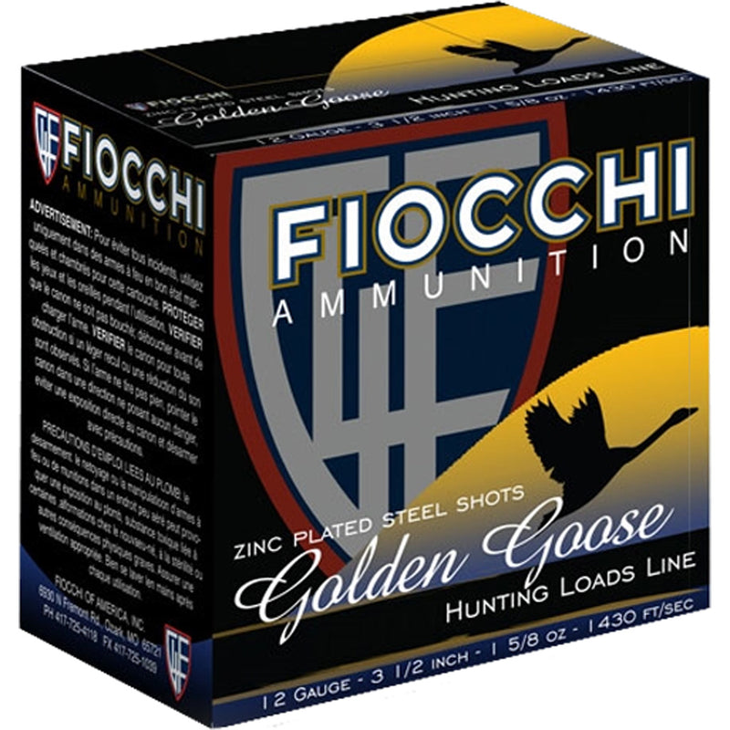 Fiocchi Golden Goose Shotgun Ammo 12 ga. 3.5 in. 1 5/8 oz. 1430 FPS 2 Shot 25 rd.