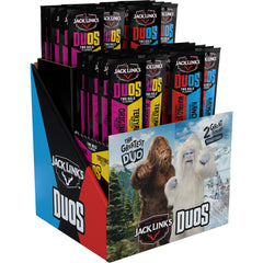 Jack Links 1.84 Oz Duos Sticks Counter Display 40ct Beef Orig/Teriyaki & Chicken Buffalo/Ranch