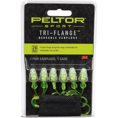 Peltor Sport Tri-Flange Corded Reusable Earplugs 26dB Neon Yellow 3/ct