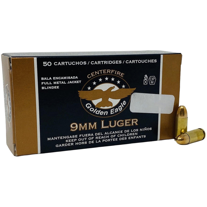 Golden Eagle Pistol Ammo 9mm Luger 124 gr. FMJ 50 rd.